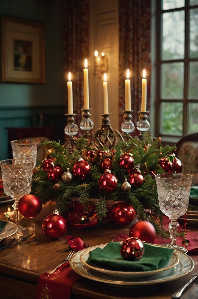 Vintage Christmas Glam Formal Dining Room Christmas Decorating Ideas