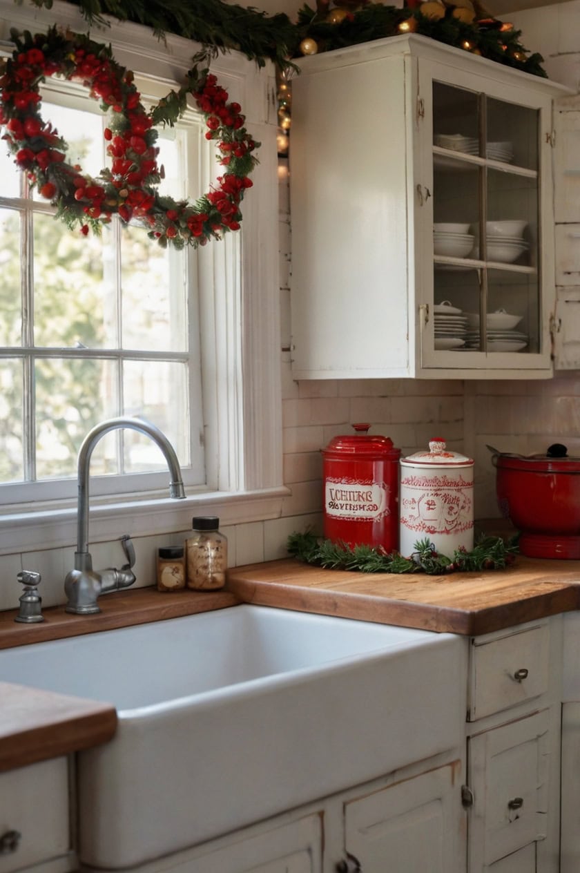 Vintage Inspired Cozy Christmas Kitchen 1