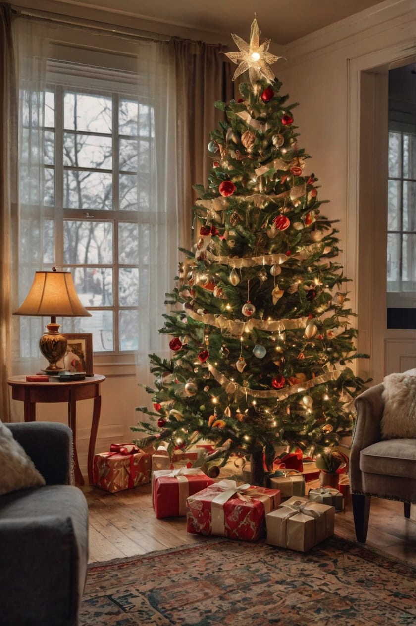 Vintage Retro Christmas Decor Ideas for Apartment Living Room