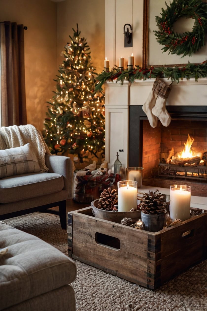 Warm Farmhouse Gathering Space Cozy Country Christmas Decorating Ideas