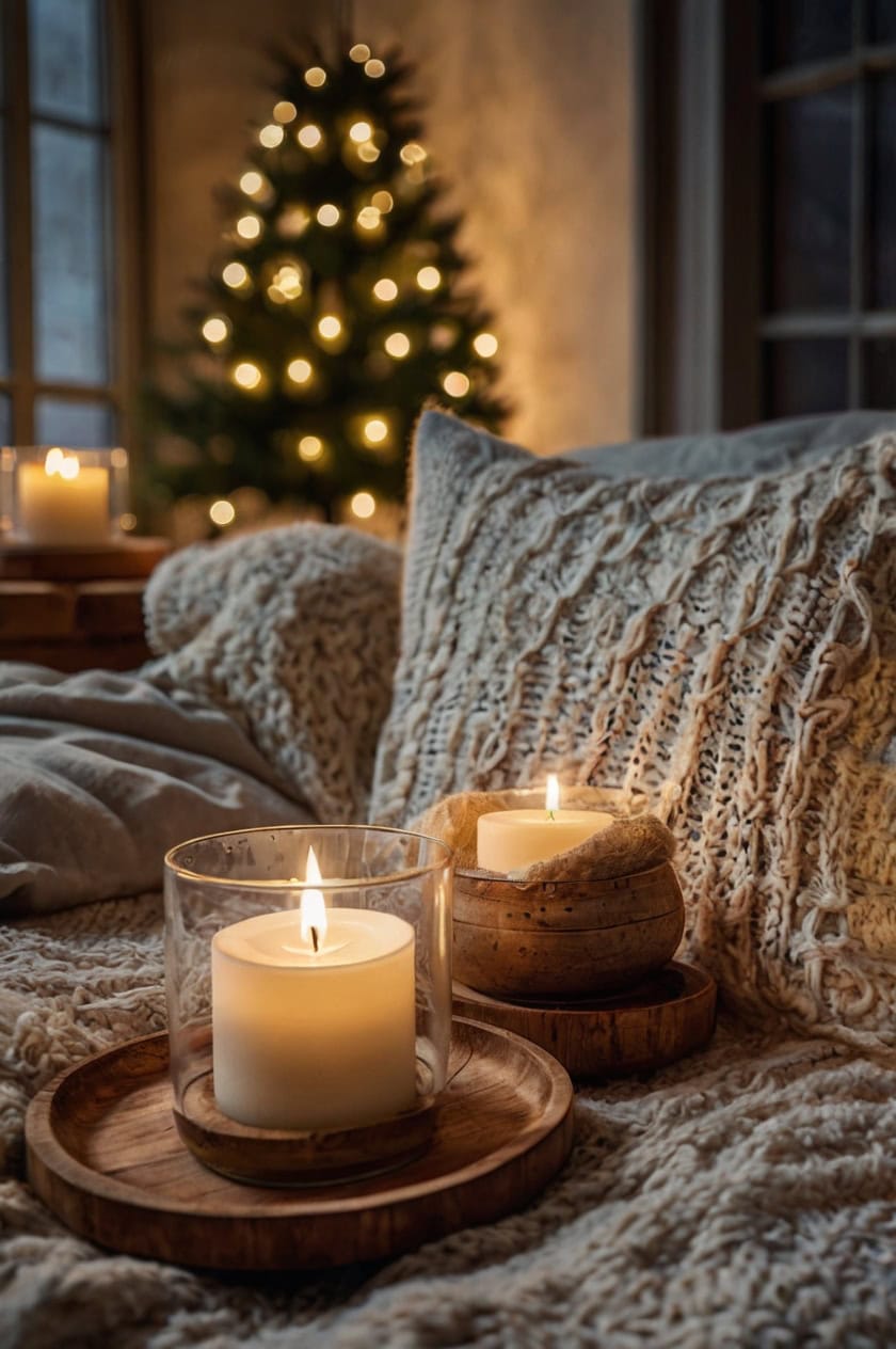 Warm Lighting And Soft Textures Rustic and Cozy Decorations for Christmas