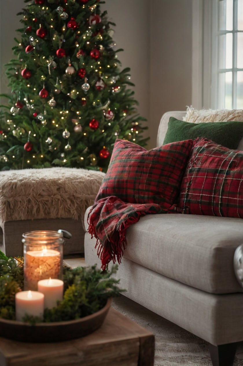 Warm And Inviting Red And Green Theme Small Cozy Christmas Decorating Ideas