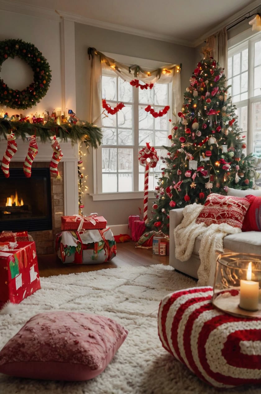 Whimsical Christmas Wonderland Family Room Decoration Ideas