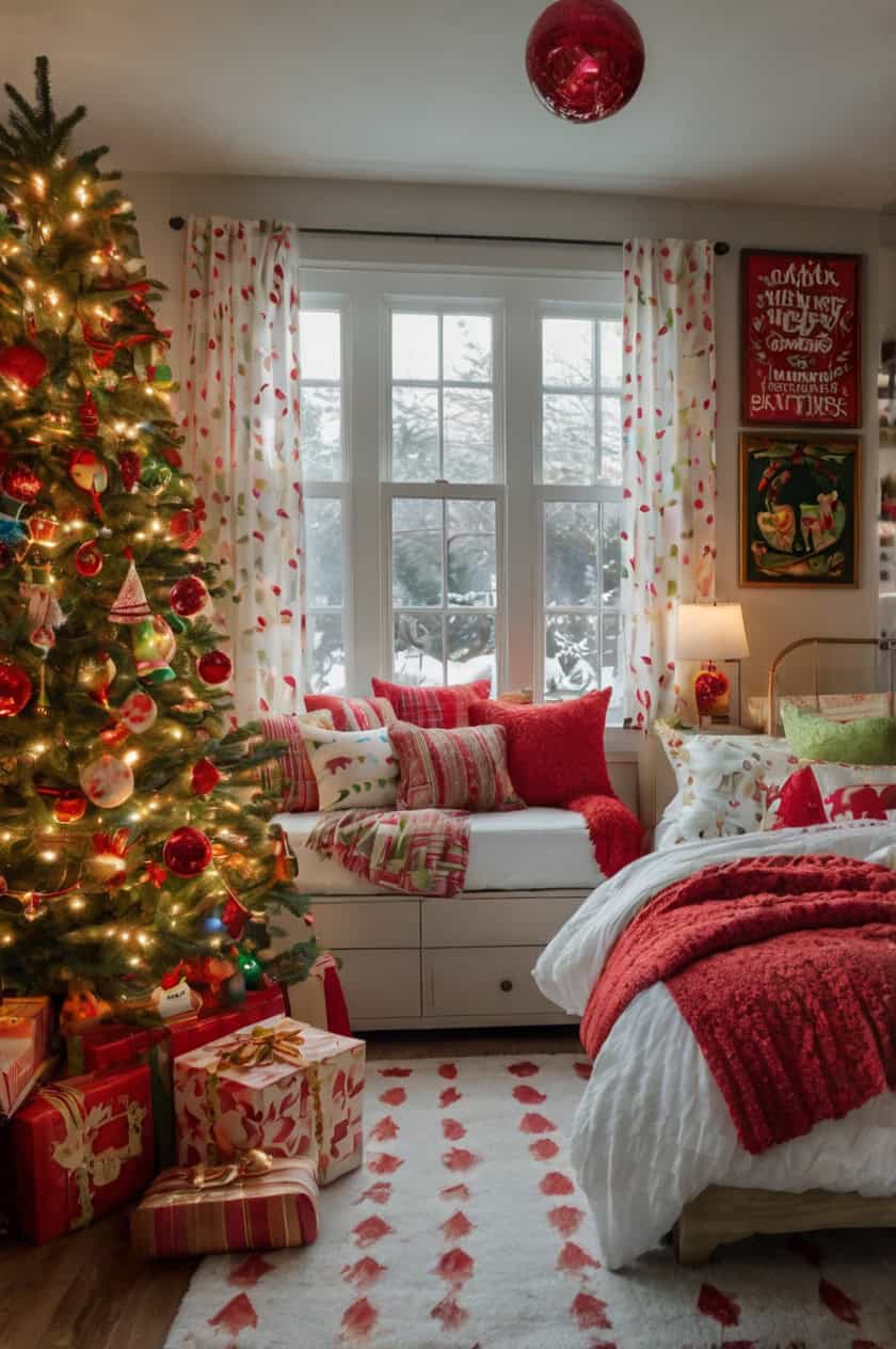 Whimsical Santa’s Workshop Cozy Christmas Decorations in Bedroom