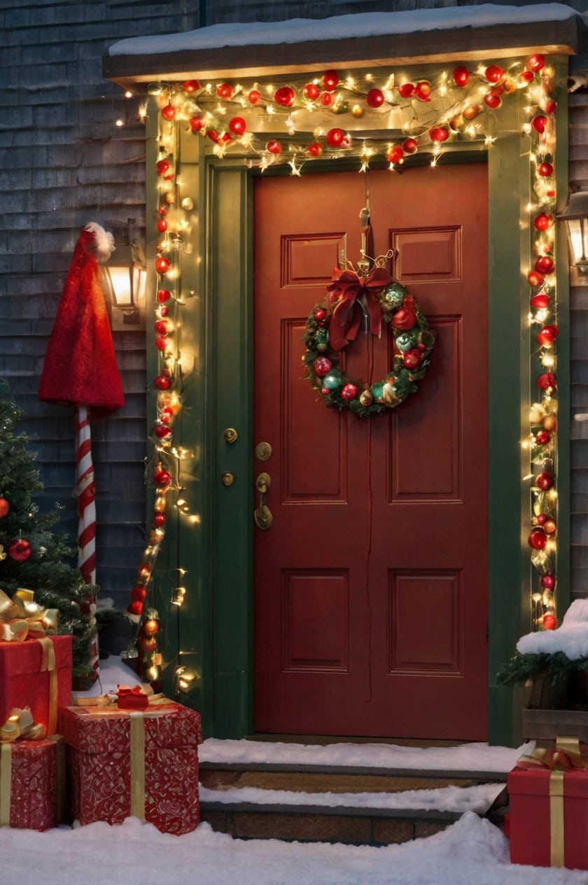 Whimsical Santa’s Workshop Dorm Room Door Christmas Decorating Ideas