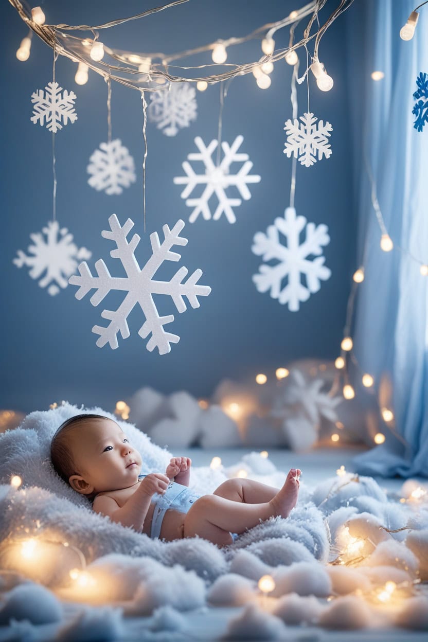 Whimsical Snowflake Wonderland New Year Decoration Ideas for Baby