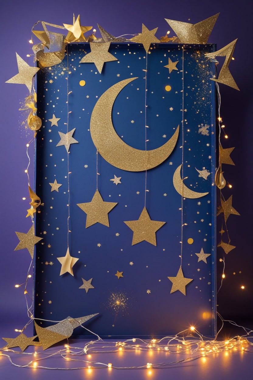 Whimsical Stars and Moons New Year Decoration Ideas for School Board