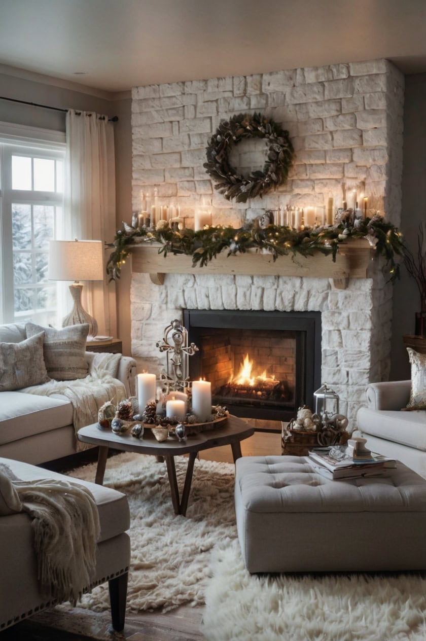 Whimsical Winter Wonderland Small Living Room Christmas Decorating Ideas