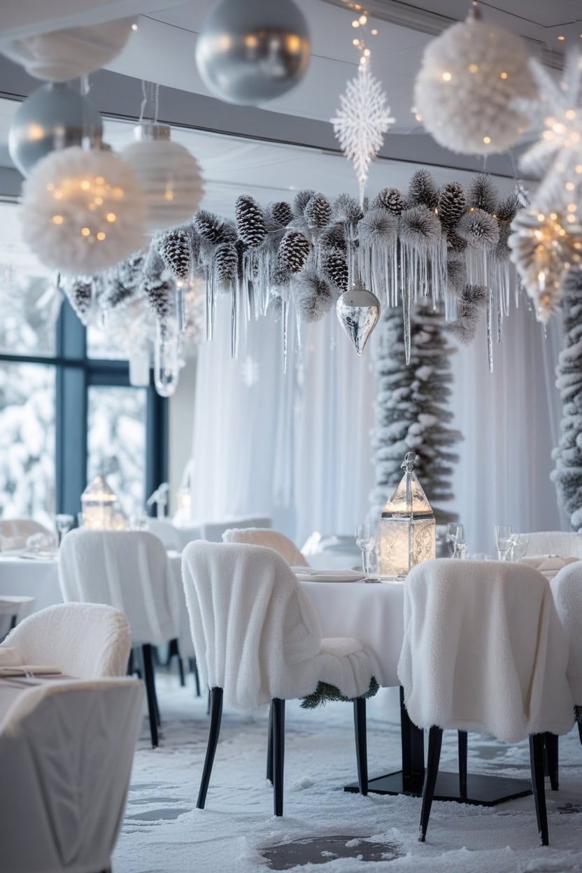 Winter Wonderland New Year Decoration Ideas for Restaurant