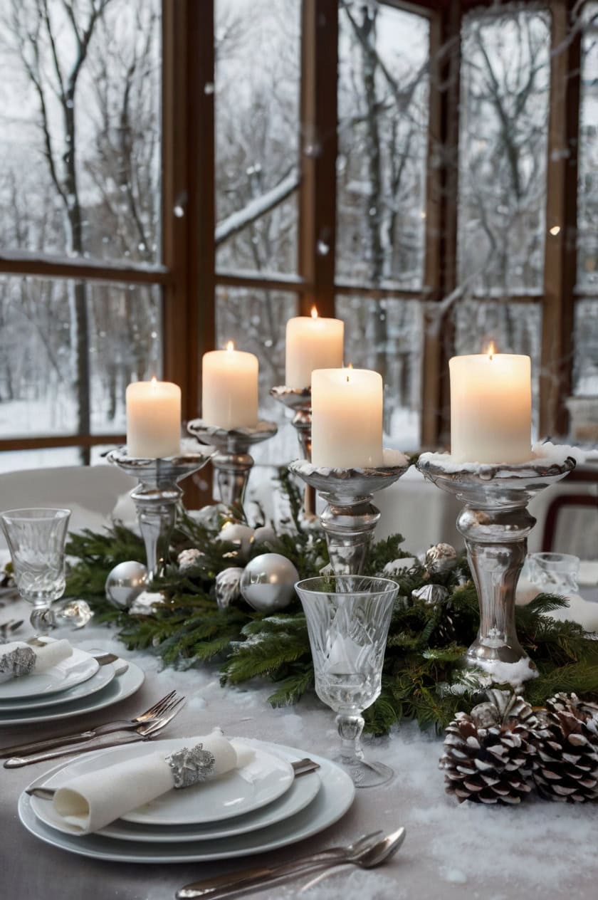 Winter Wonderland Aesthetic Living Room Table Christmas Decoration Ideas