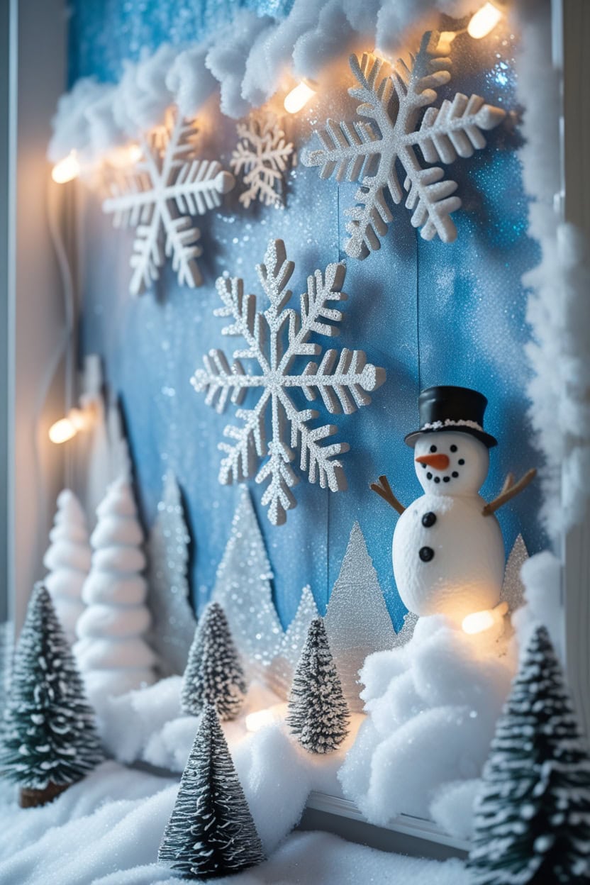 Winter Wonderland Bliss New Year Decoration Ideas for Bulletin Board