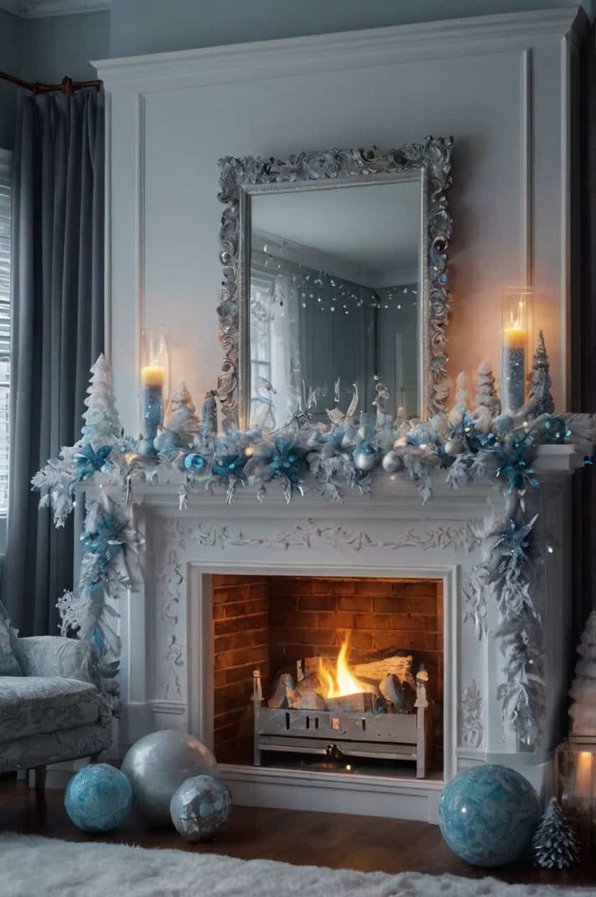 Winter Wonderland Cozy Christmas Fireplace Decoration