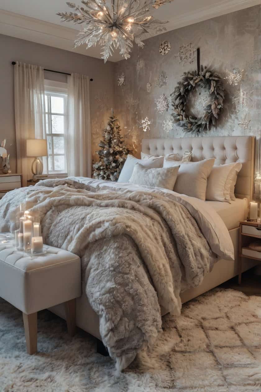 Winter Wonderland Elegance Cozy Christmas Decorations in Bedroom