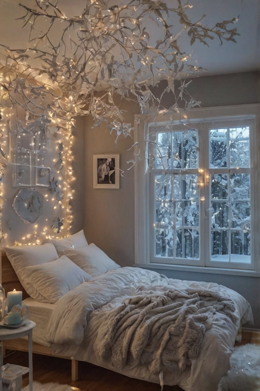 Winter Wonderland Elegance Christmas Decoration Ideas for Dorm Room