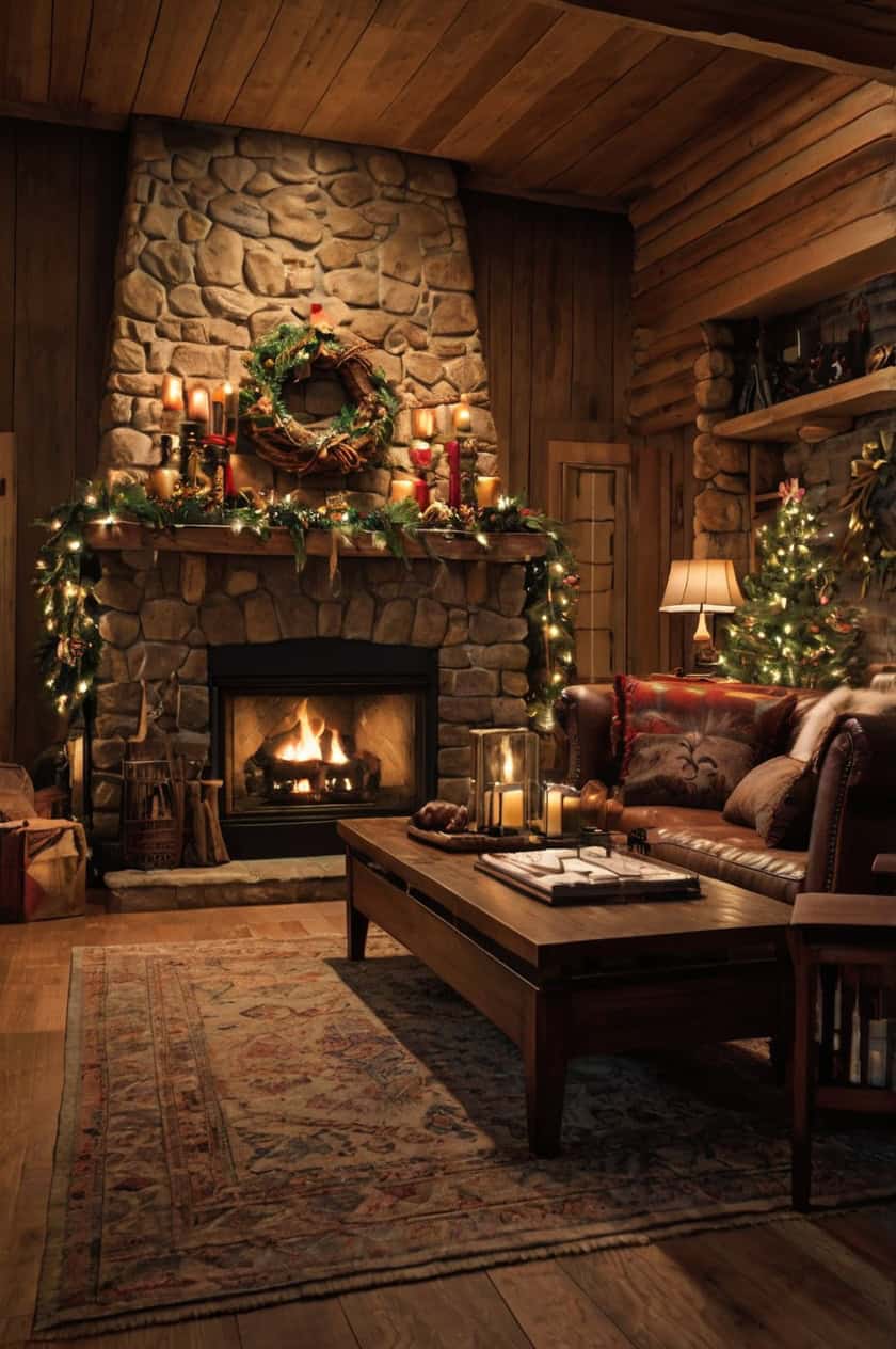 Wood And Leather Sophistication Cozy Lodge Christmas Decorations