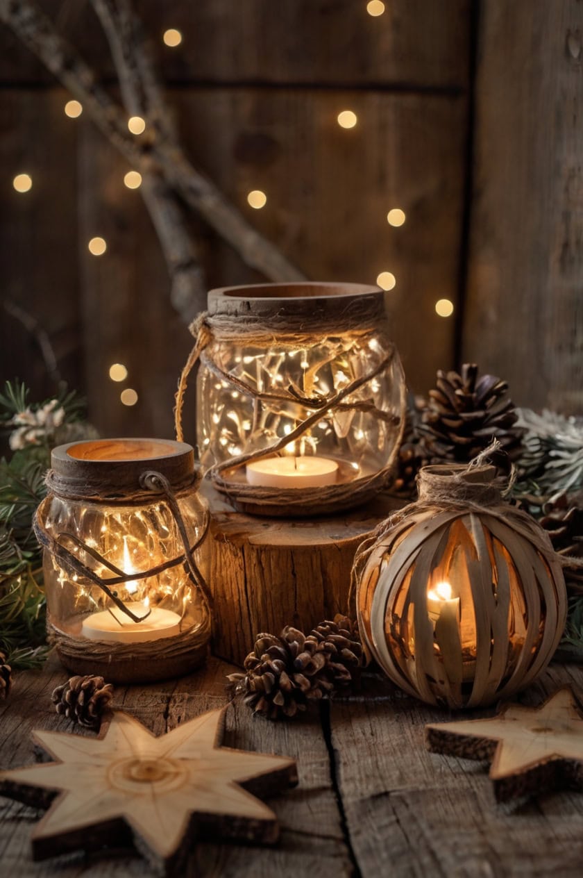 Wooden Charm And Cozy Lighting Warm and Cozy Rustic Christmas Decorations