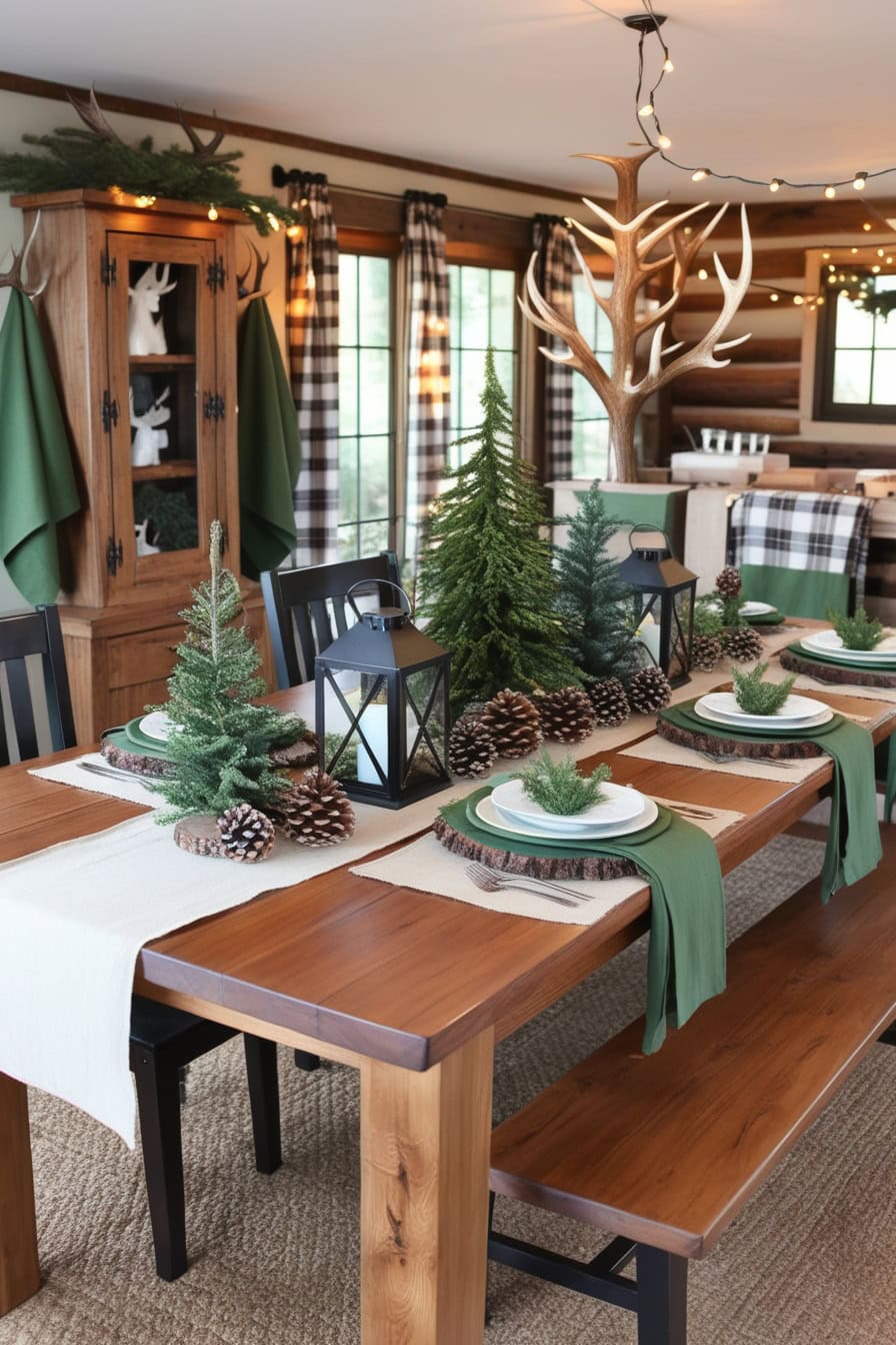 Woodland Retreat Dining Room Christmas Decorating Ideas