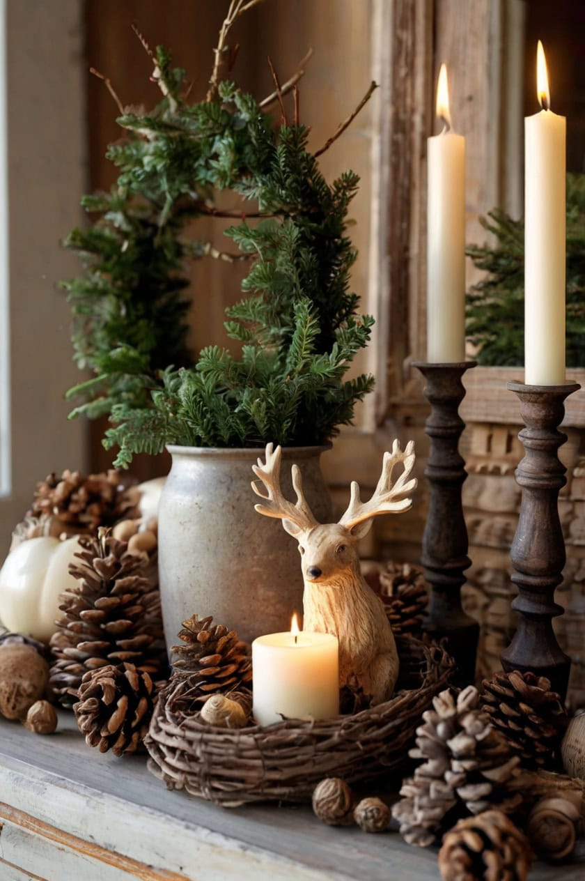 Woodland Wonders With Natural Materials Cozy Country Christmas Decorating Ideas