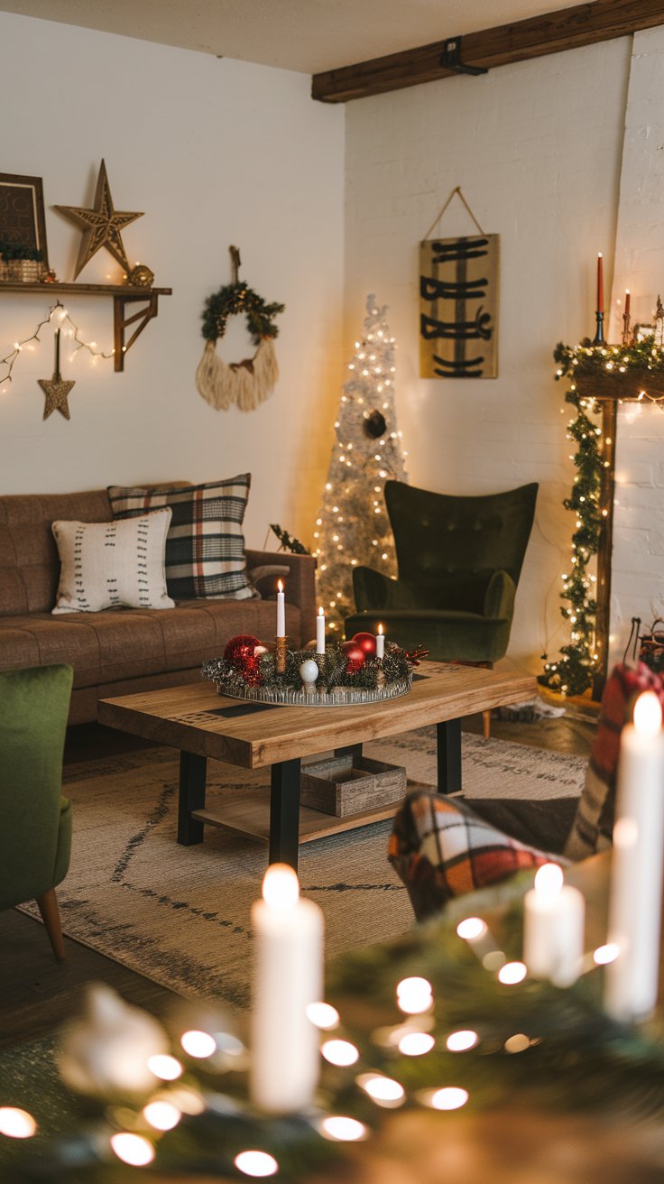 Photo Of A Rustic Themed Christmas Living Room