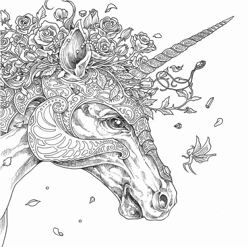 Advanced Unicorn Head Coloring Page