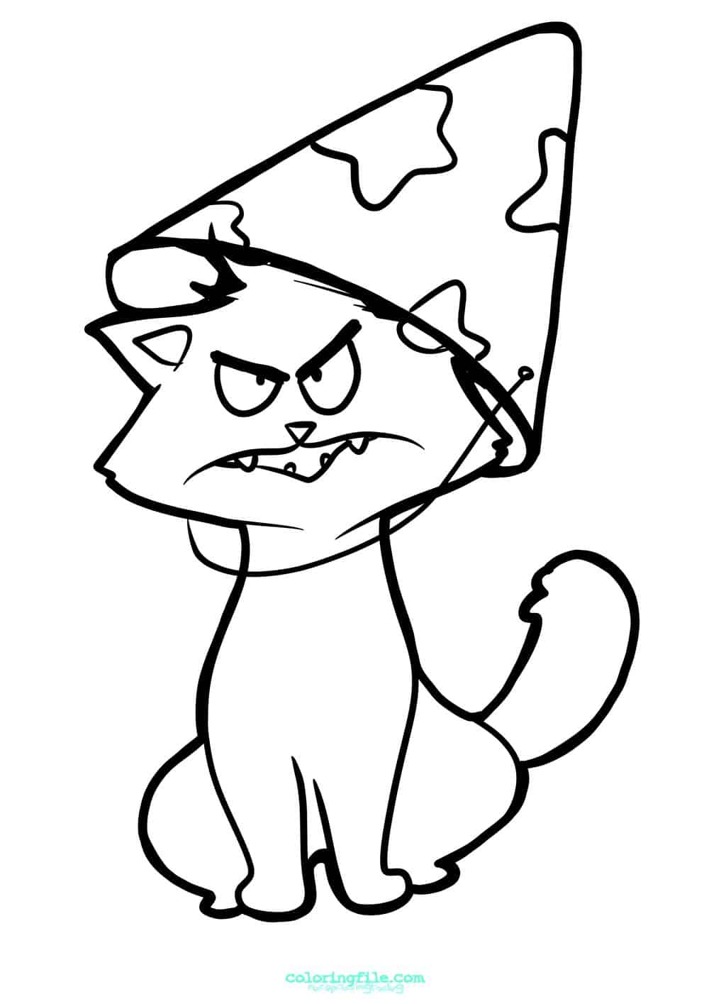 Halloween angry cat coloring pages