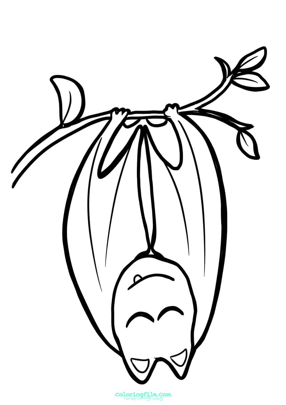 Halloween bat hanging coloring pages