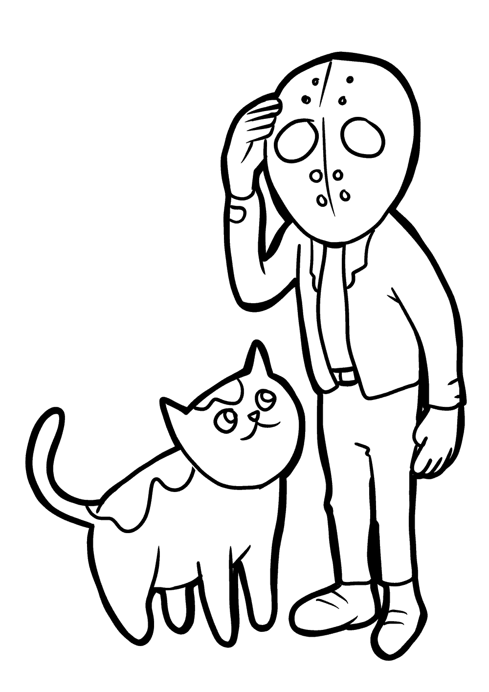 Halloween cat and boogey man coloring pages