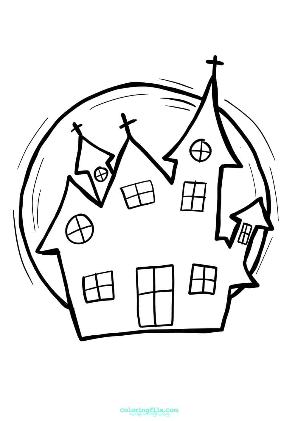 Halloween haunted house coloring pages