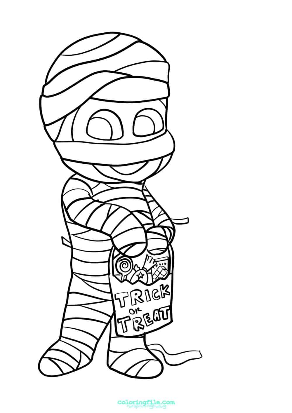Halloween mummy costume coloring pages