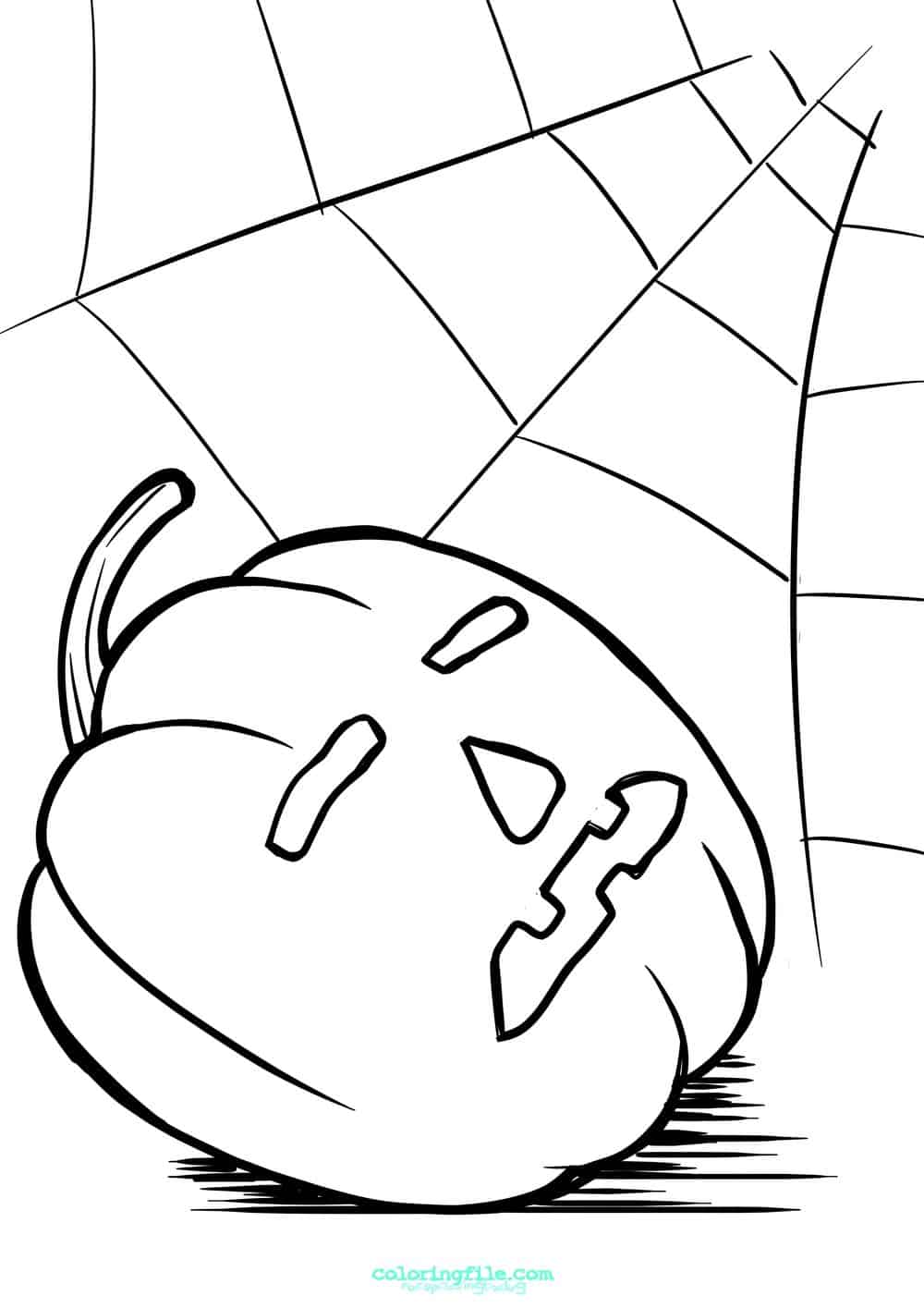 Halloween pumpkin and web coloring pages
