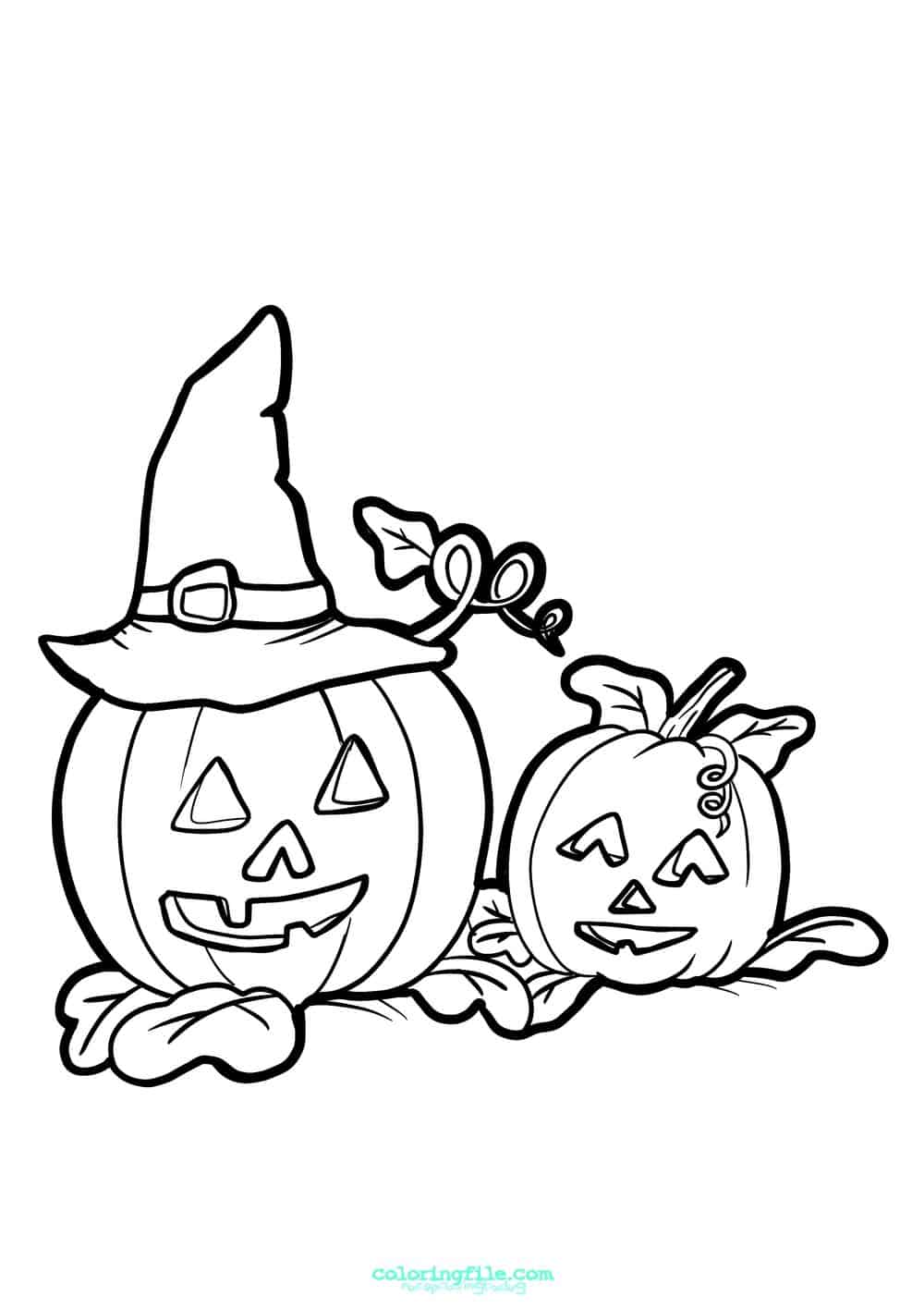 Halloween pumpkin couple coloring pages