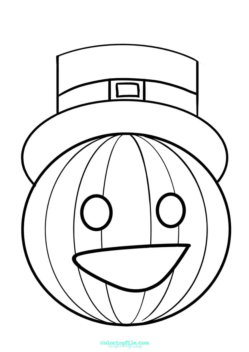 Halloween pumpkin with hat coloring pages