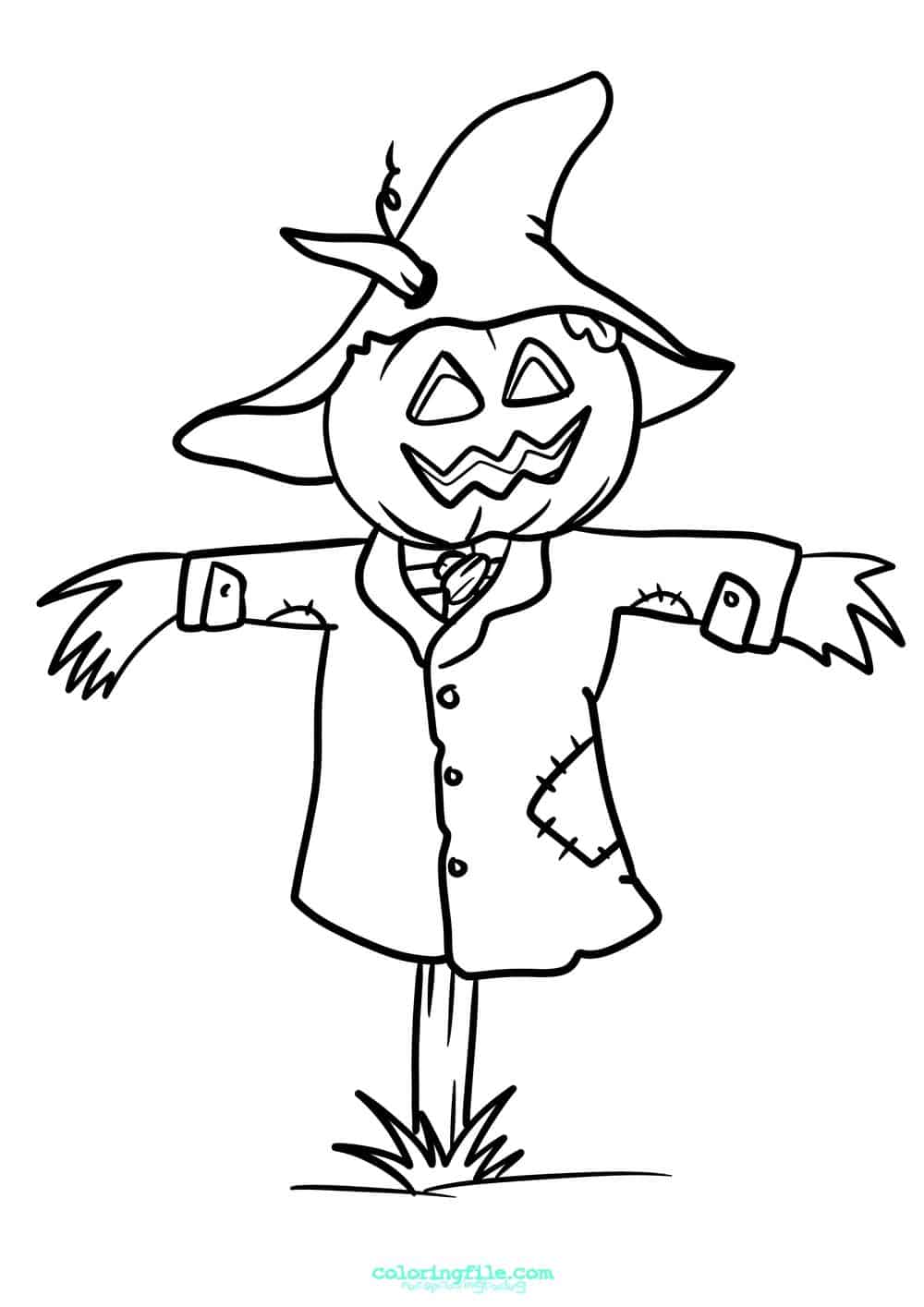 Halloween scarecrow coloring pages