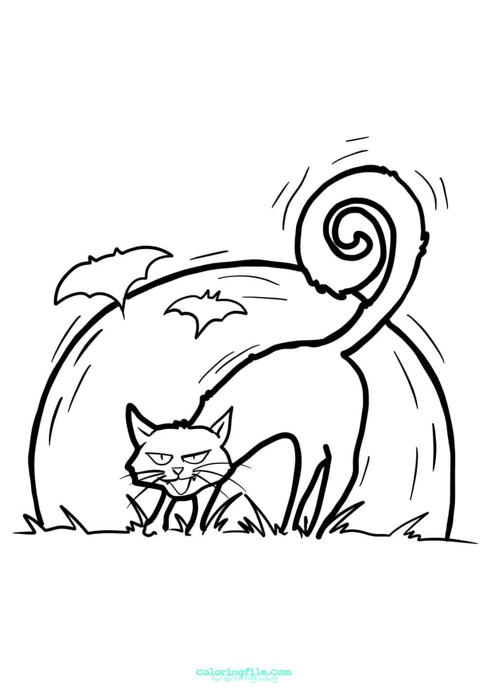 Halloween scary cat coloring pages