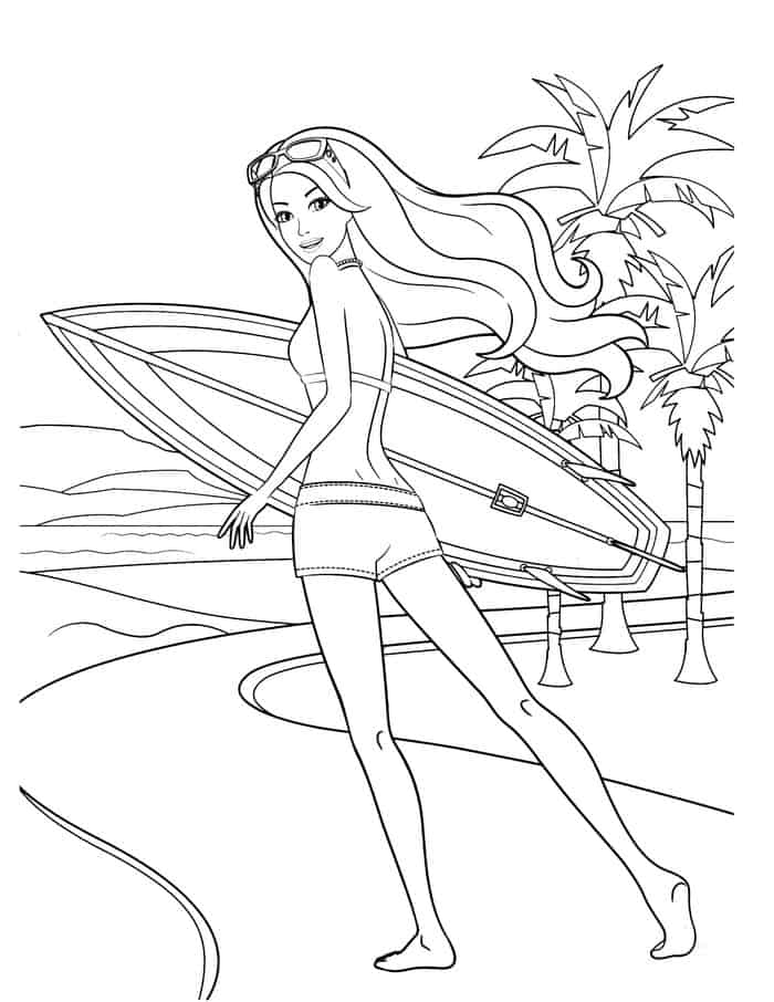 Barbie Beach Coloring Pages