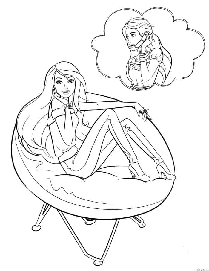 Barbie In Phone Coloring Pages
