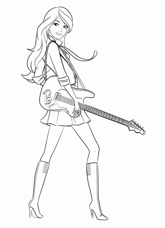 Barbie Rockstar Coloring Pages