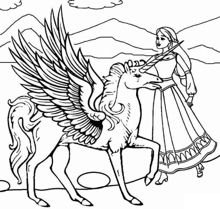 Barbie Unicorn Coloring Pages