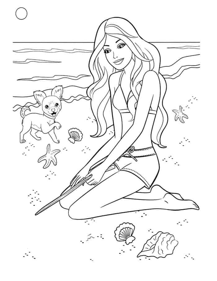 Beach Barbie Coloring Pages