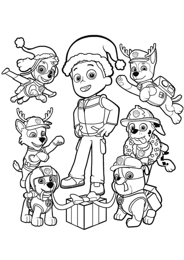 Christmas Paw Patrol Coloring Pages