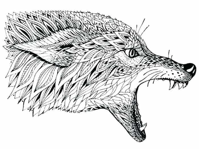 Complicated Patterns Coloring Pages Wolf
