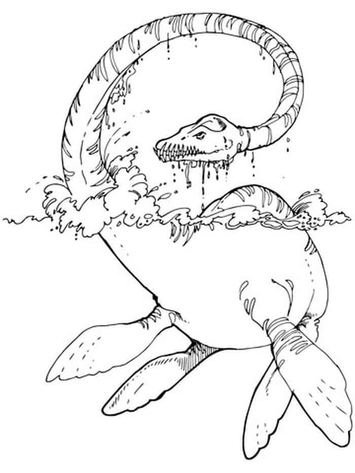 Elasmosaurus Plesiosaur Scary Dinosaur Coloring Pages