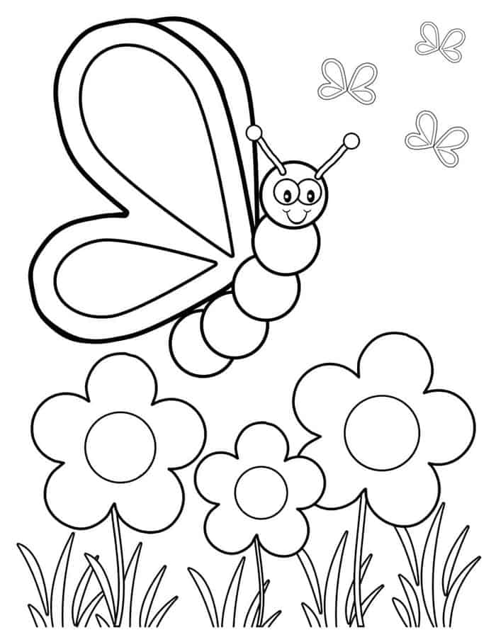Flower And Butterfly Coloring Pages