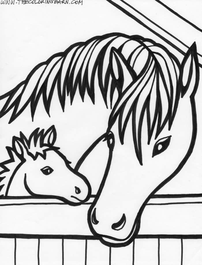 Horse In The Barn Coloring Pages