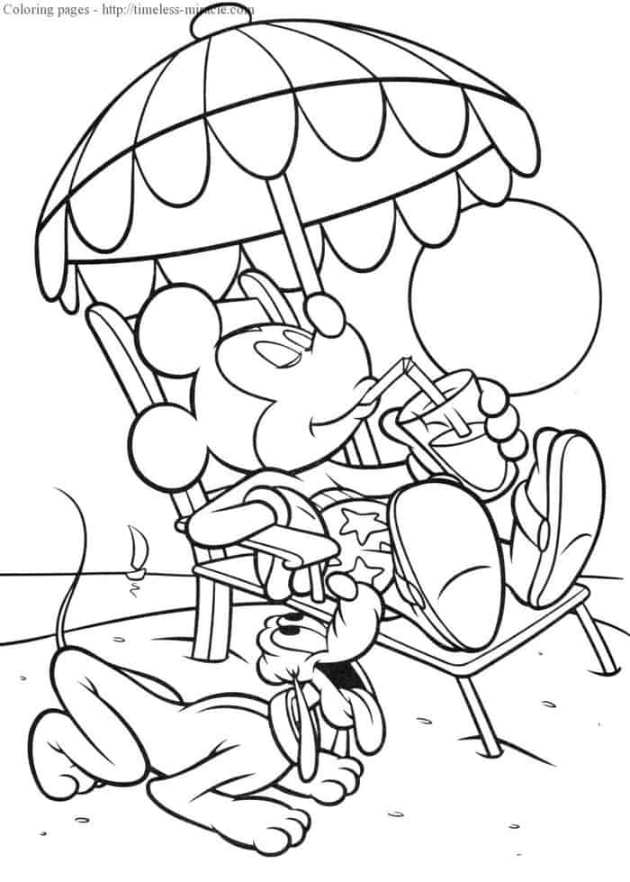 Mickey Mouse Summer Coloring Pages