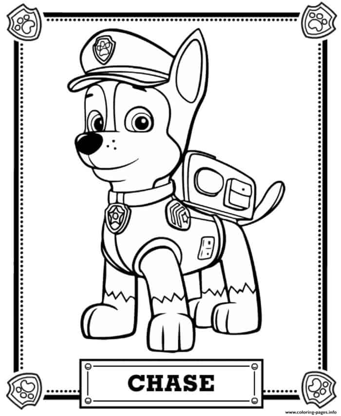 Paw Patrol Coloring Pages Chase
