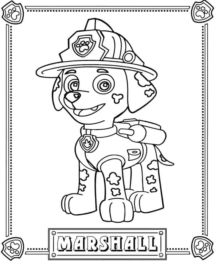 Paw Patrol Coloring Pages Marshall