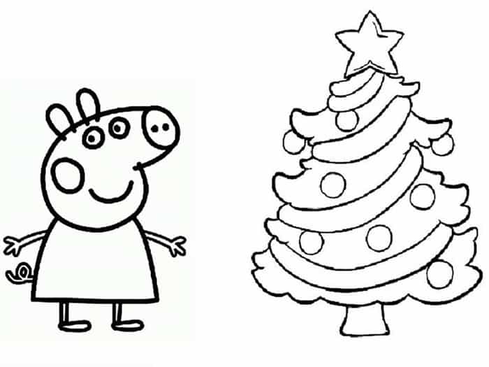 Peppa Pig Christmas Tree Coloring Pages