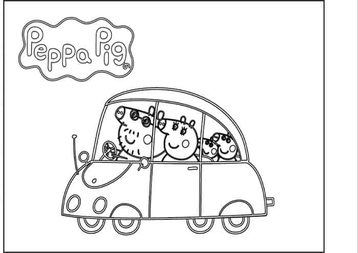 Peppa Pig In A Car Coloring Pages