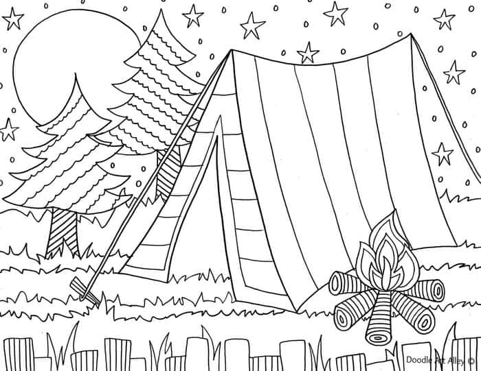 Summer Camping Coloring Pages